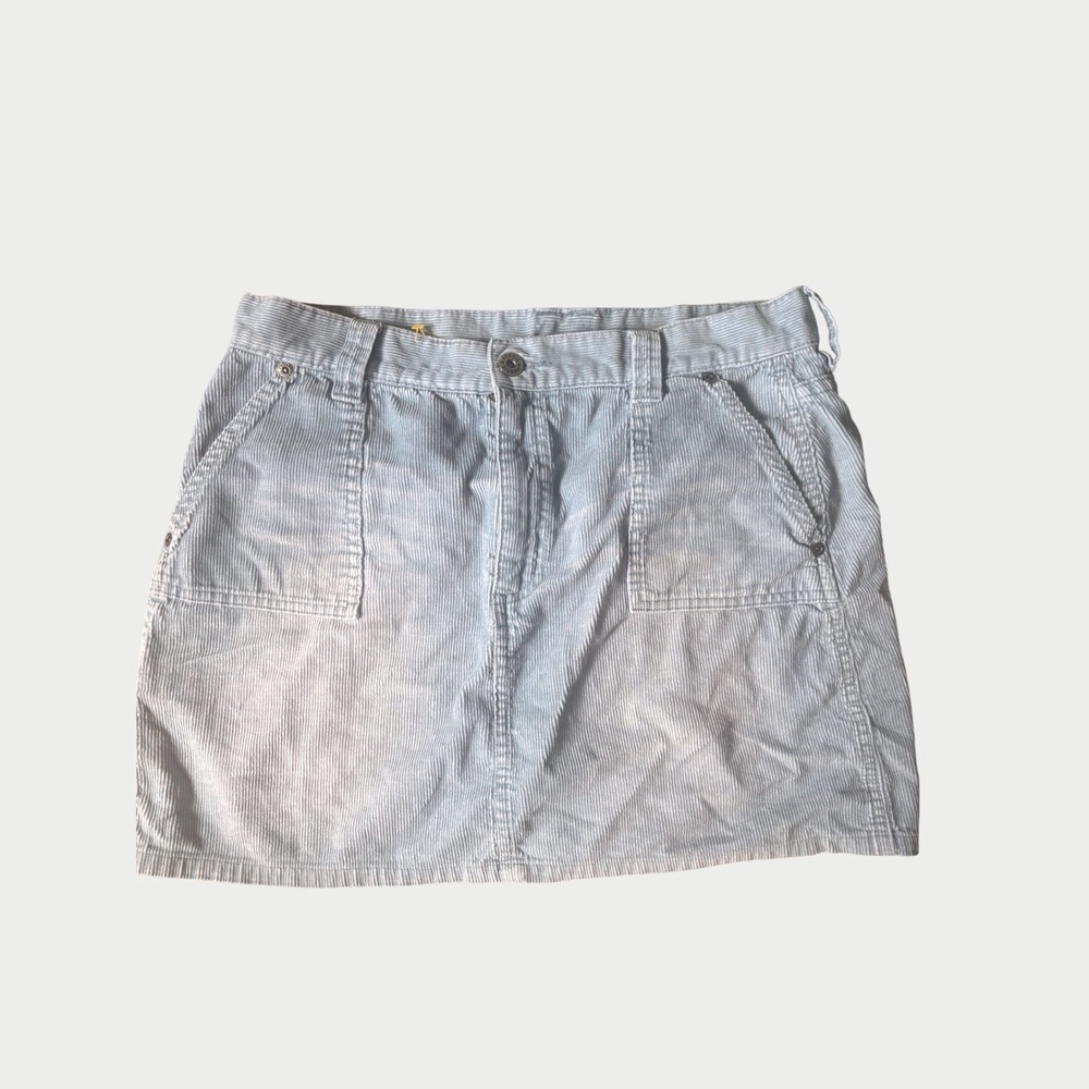 Fossil Brand Womens Light Blue Corduroy Mini Skirt Size 8 Cotton Utility Casual